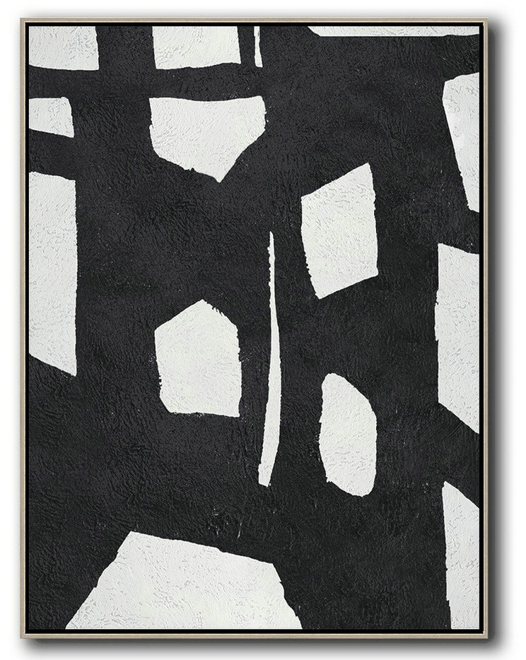 Acrylic Painting On Canvas,Black And White Minimal Painting On Canvas - Modern Painting Abstract